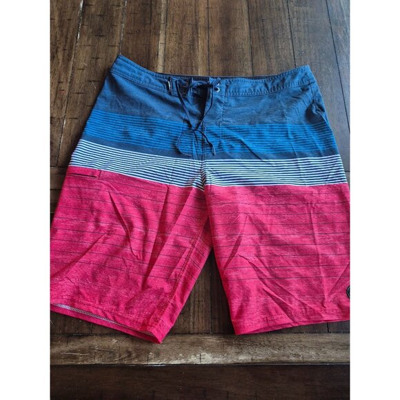 ONeill Hyperfreak Mens Striped Red & Blue Boardshorts Size 33 - Picture 6 of 6